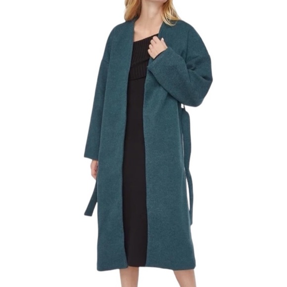JustFab Jackets & Blazers - JustFab Wrap Front Double Knit Belted Coat Green Small